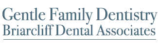 The image is a logo for a dental practice named  Brightbridge Dental Associates.  It features the text  Gender Family Dentistry  and includes a stylized depiction of a smile.